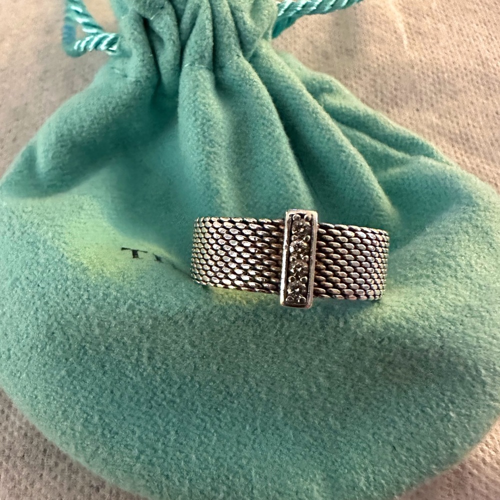 Tiffany & Co Diamond Somerset Mesh Ring. Size 5